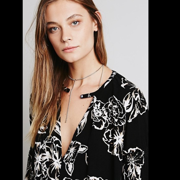 Free People White and Black Floral Tunic Size: S - Picture 2 of 3